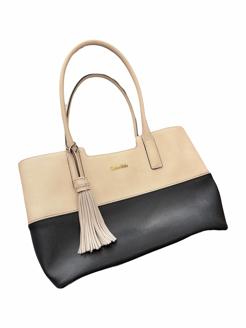 Calvin Klein Saffiano Leather Colorblock Tote Bag